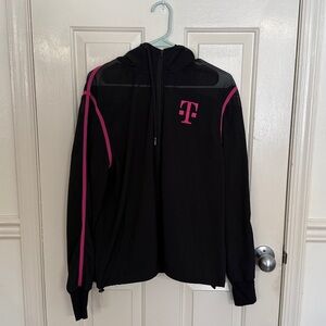 T-Mobile Women Large logo black full zip windbreaker jacket with hood